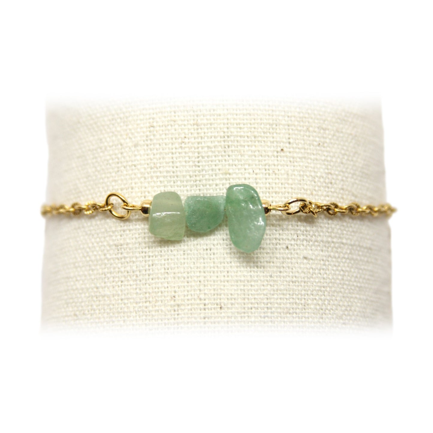 Armband, Schakel, kristalchips, Goud en Groen Aventurijn