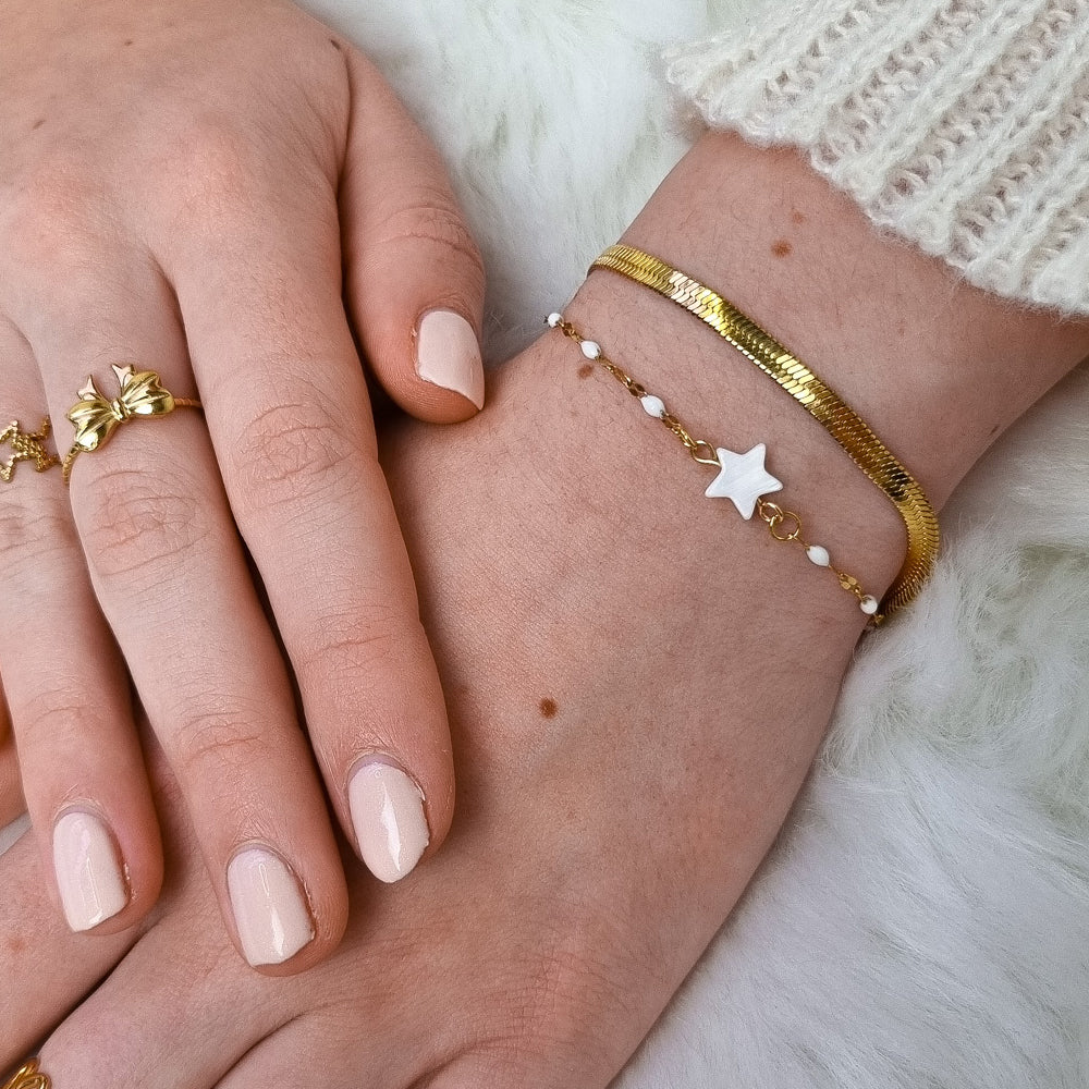 Armband, Kleine schakel, witte ster