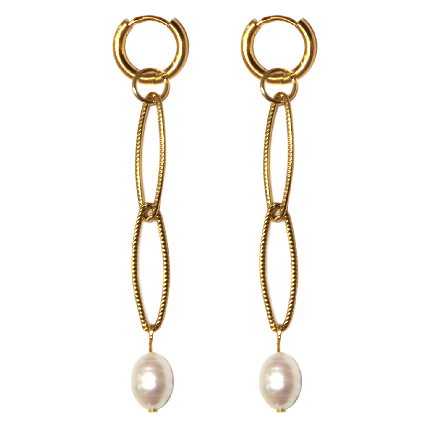 Oorbellen en ovalen, Clip, Ivoor, 60 mm