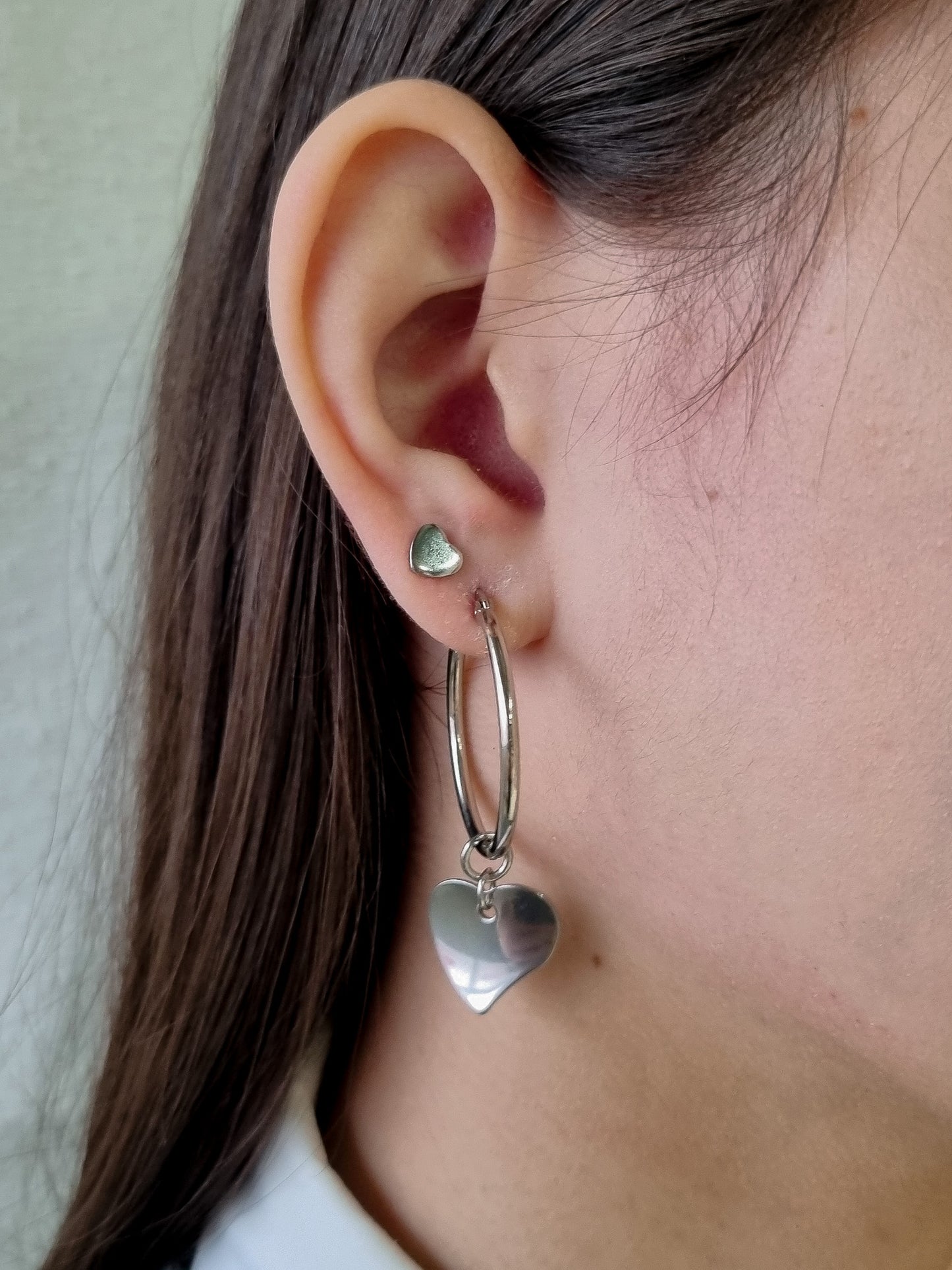 Oorbellen, Hartje, Hoops, 16 x 15 mm