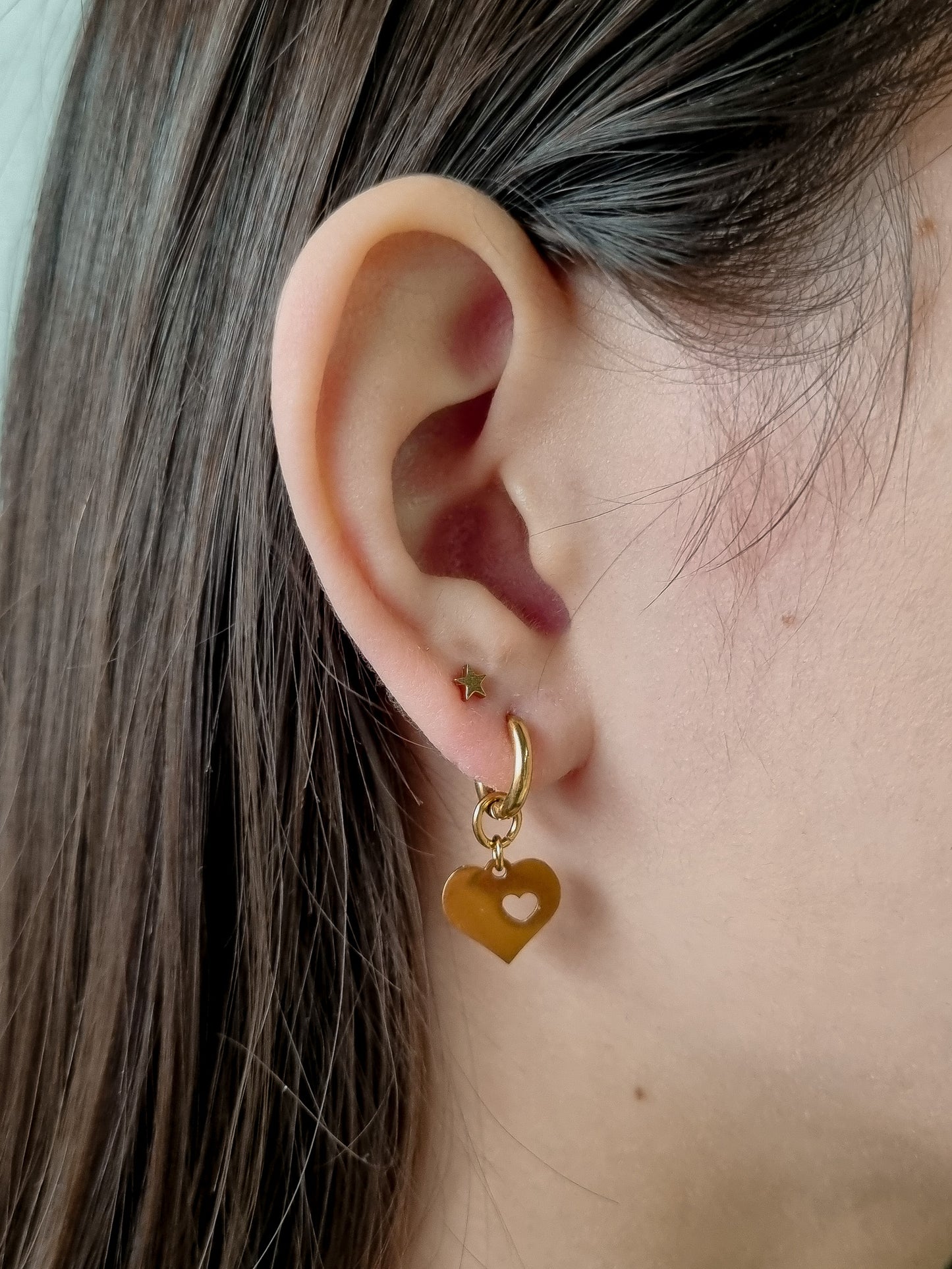 Oorbellen, Hartje in hartje, Hoops, 12 x 13 mm