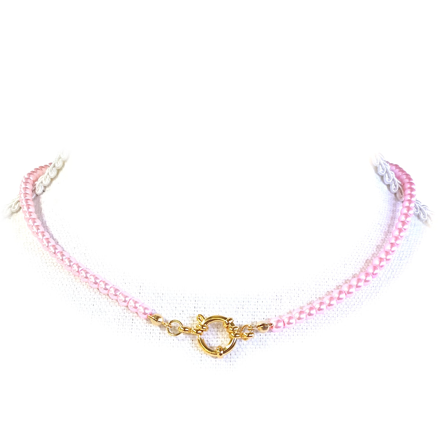 Parelketting Rond Lichtroze, Maat S