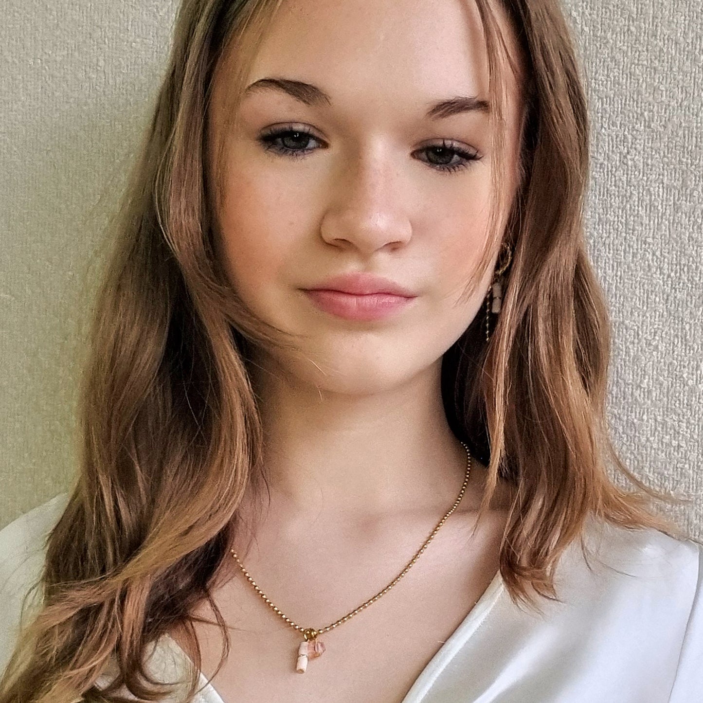 Ball chain ketting, Roze bedels, Maat M