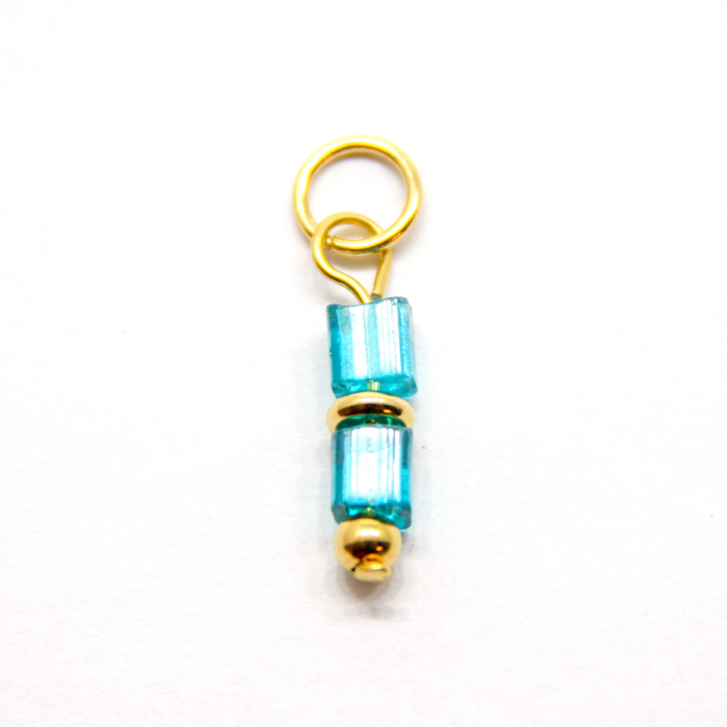 Bedel, 2 Kubussen, Goud en Turquoise, 12 mm