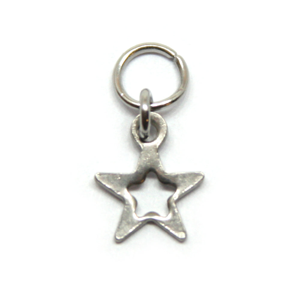 Bedel, klein plat open sterretje, Zilver, 16 mm