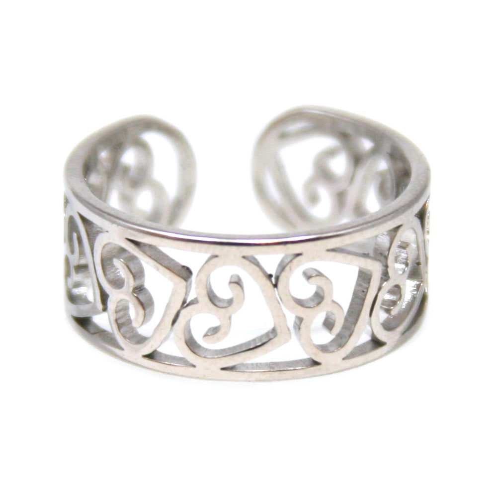 Ring, Sierlijke hartjes, opengewerkt