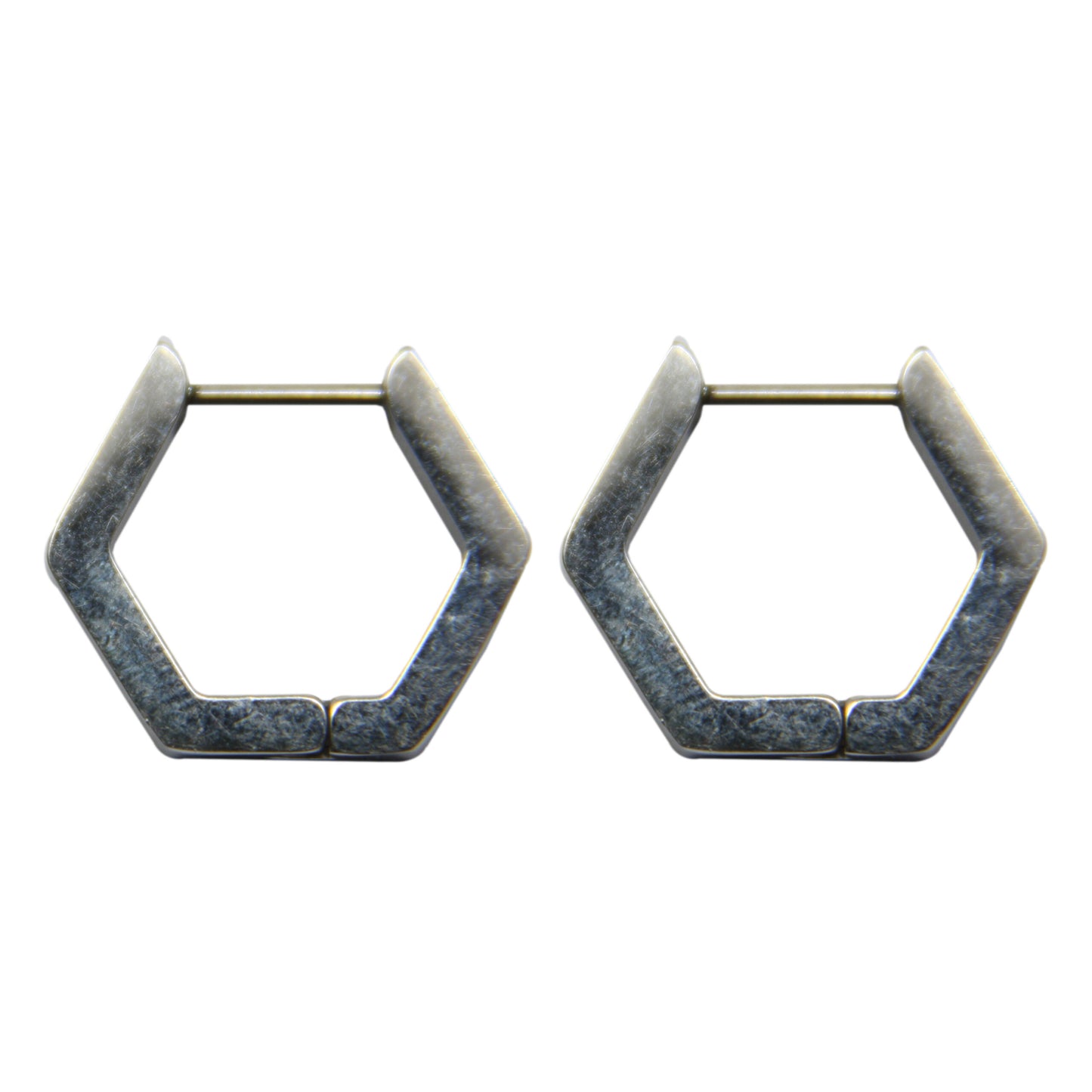 Oorbellen, Hexagon, Hoops, 23 x 14 mm