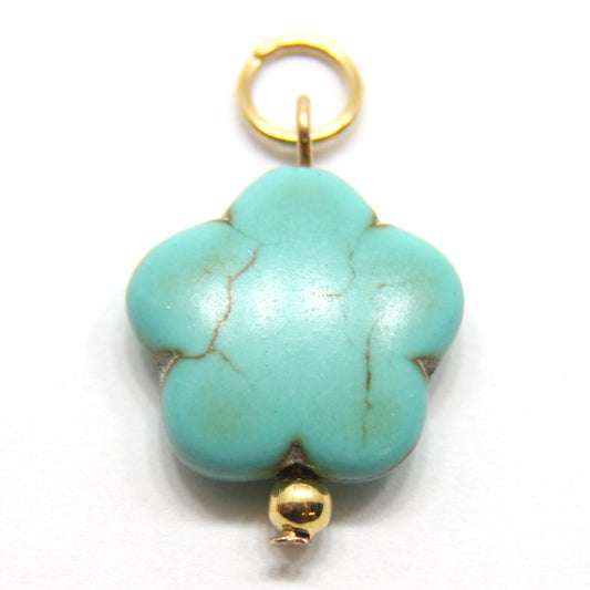 Bedel, Bloem, Goud en Turquoise, 18 mm