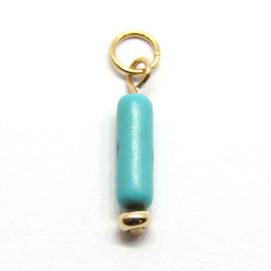 Bedel, Staafje, Goud en Turquoise, 15 mm