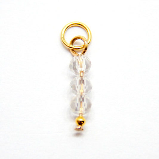 Bedel, 3 Discus, Goud en Transparant/Opaal, 14 mm