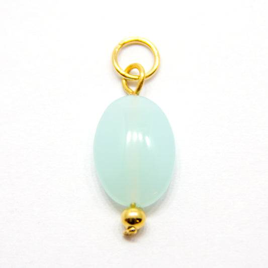 Bedel, Plat ovaal, Goud en Lichtturquoise, 17 mm