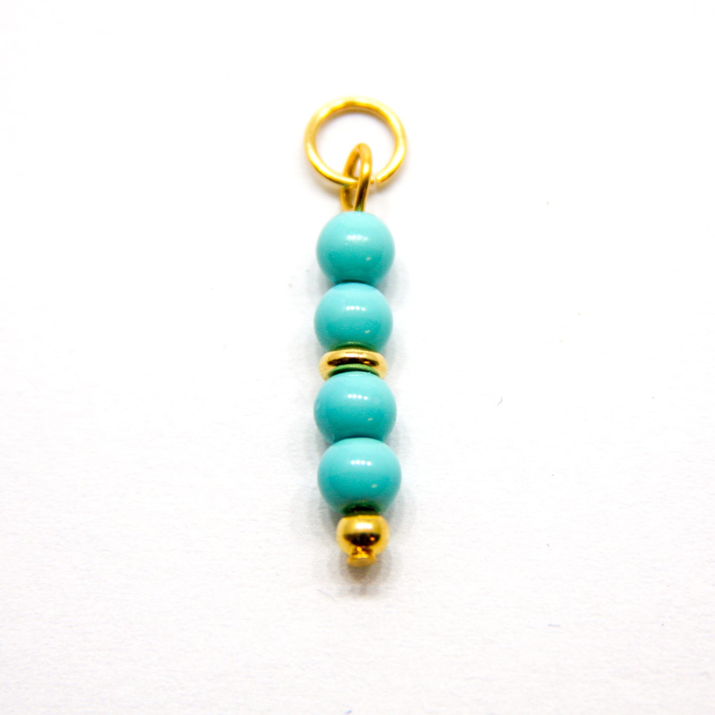 Bedel, 4 Bollen, Goud en Turquoise, 20 mm