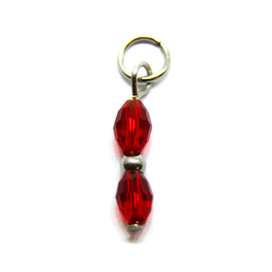 Bedel, 2 Ovalen, Zilver en Rood, 15 mm