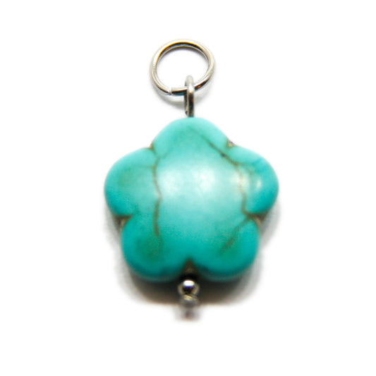 Bedel, Bloem, Zilver en Turquoise, 18 mm
