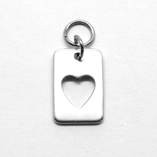 Bedel, Rechthoek open hart, Zilver, 15 mm