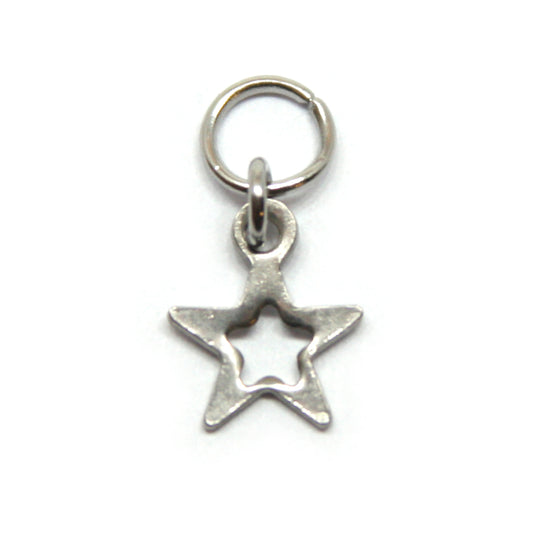 Bedel, klein plat open sterretje, Zilver, 16 mm