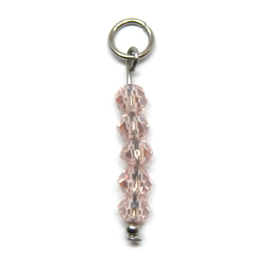 Bedel, 5 Discus, Zilver en Lichtroze Transparant, 22 mm